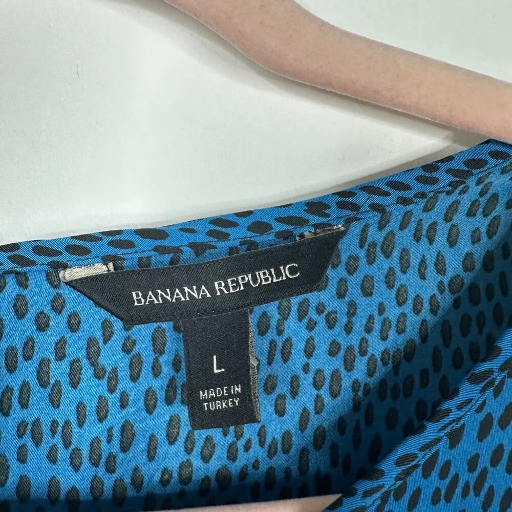 2/$30 Banana Republic Cheetah Print Pleated Volume Puff Sleeve Top Blue #A1372
